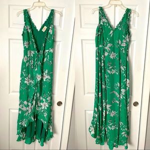 Vici Green Floral Wrap Maxi Dress